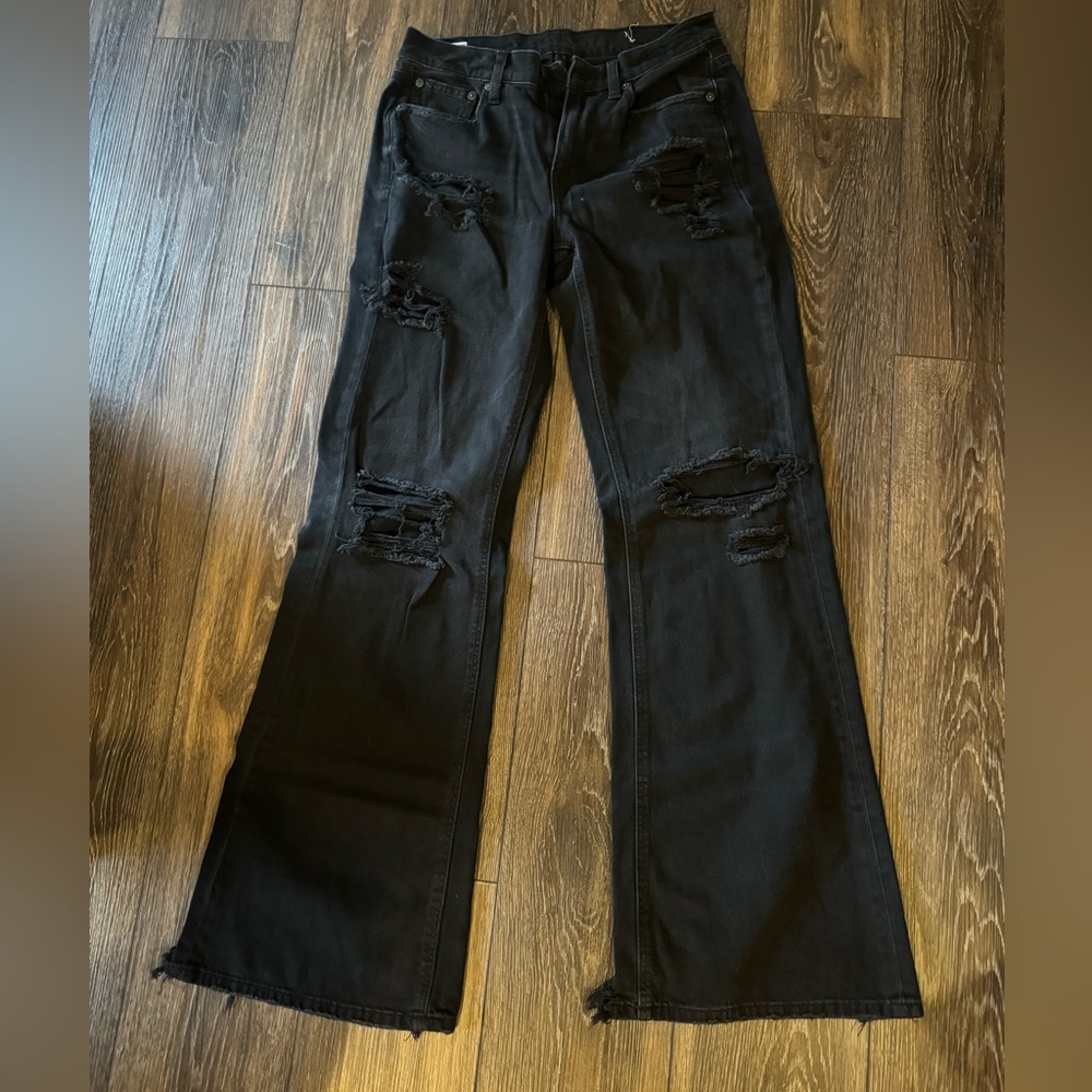 American Eagle black low rise baggie flare 4L